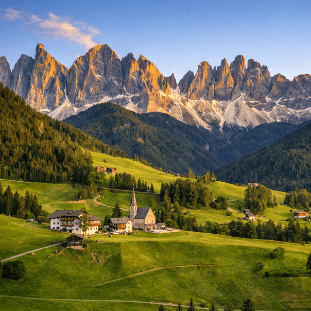 Mountain valley at sunrise